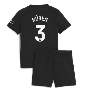 Manchester City Ruben Dias #3 Udebanetrøje Børn 2025-26 Kortærmet (+ Korte bukser)